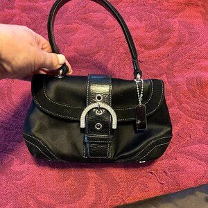 Vintage Y2K COACH Mini Soho Madison Top Handle Black Satin/Suede Bag